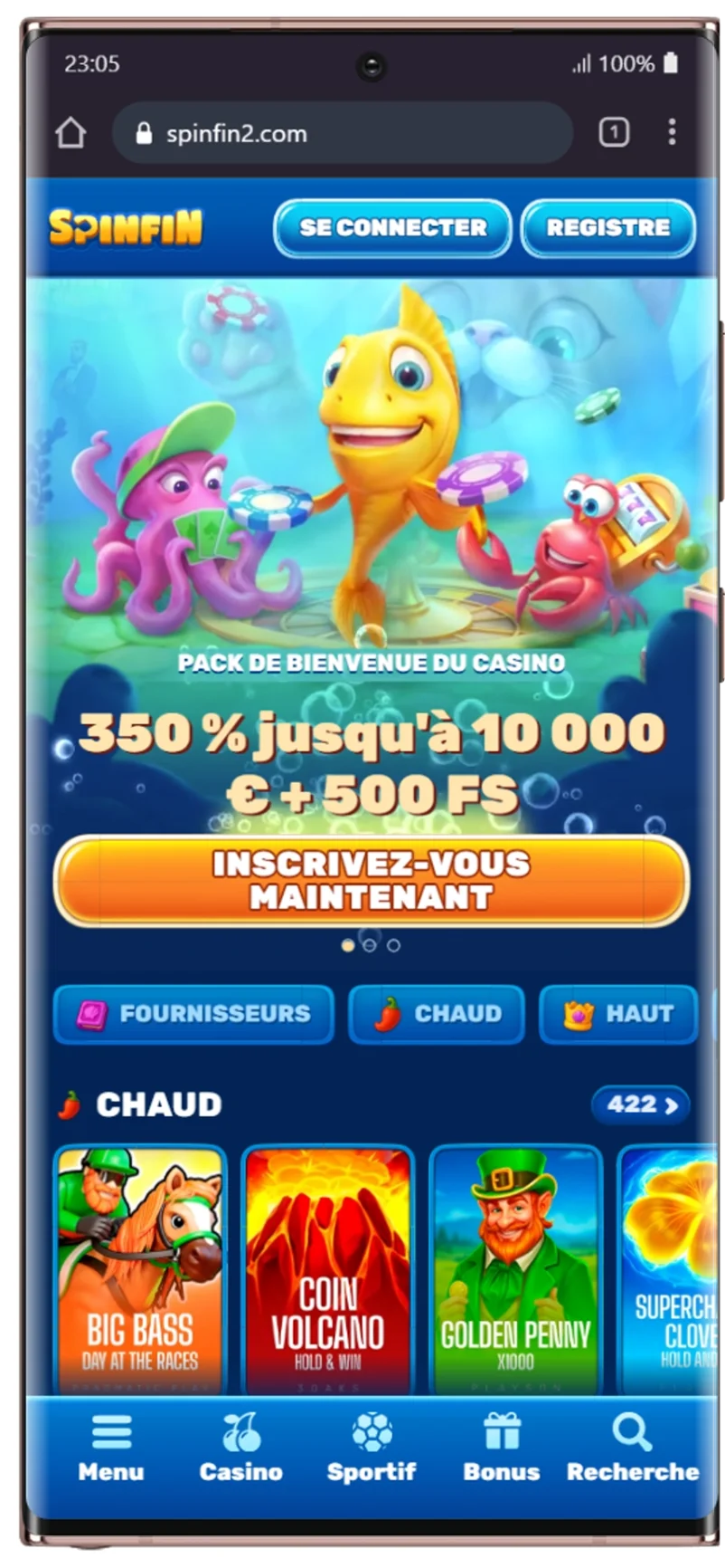 Expérience mobile sur SpinFin